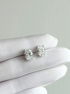 Pendientes de Plata de Ley 925 con Moissanita de Corte Ovalado, Hechos a Mano, con Cierre de Rosca, Regalo, Inventario, Proveedores y Comerciantes en Línea - Product Image 2