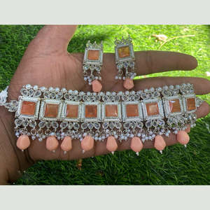 Exquisite Gold Plated Crystal and <b>Pearls</b> Choker <b>Necklace</b> <b>Set</b> 12741808PE Collection of Fine Jewelry - Product Image 1