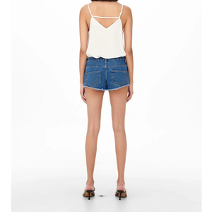 Shorts en jean grande taille pour femmes, taille haute, extensibles, coupe ajustée, personnalisables OEM - Product Image 2