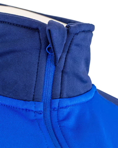 Sweat-shirt de sport pour homme bleu à manches raglan et col montant, en polyester uni, coupe droite, séchage rapide, tricoté - Product Image 4