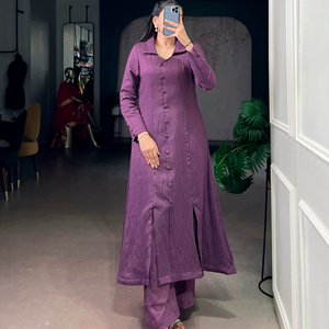 Most In-Demand Plain & Classy Look <b>Office</b> Party & Regular Day Special Trendy Winter Silk Kurti / Kurta <b>Set</b> Women Adults Wear - Product Image 1