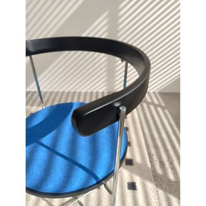 Design moderno pieghevole sedia da pranzo struttura cromata legno retro blu imbottito per soggiorno e cucina uso 1pc - Product Image 4