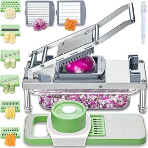 All-in-1 Vegetable Chopper with 8 Blades Mandoline Slicer and Food Container for Salad Onion Potato Chopping - Product Image 1