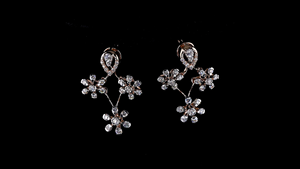 Ensemble collier et boucles d'oreilles floraux en diamant de laboratoire certifié IGI de luxe, plaqué rhodium, en argent, pour femme, cadeau de mariage ou de fête - Product Image 5