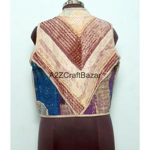 Chaqueta Acolchada 100% Algodón Hecha a Mano por A2ZCraftBazar, Diseño Floral Vintage, Tela Transpirable, Botones Forrados, Mangas Medias - Todo - Product Image 5