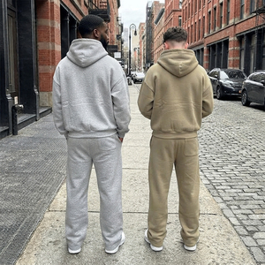 Ensemble de survêtement streetwear oversize à fermeture éclair, coupe décontractée, comprenant un sweat à capuche et un pantalon large à jambes larges, manches longues, style streetwear. - Product Image 2