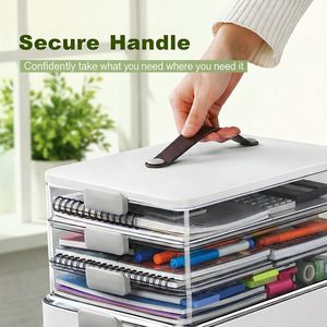 Organizador de Medicamentos Portátil de 4 Niveles, Caja de Almacenamiento con Asa de Cuero y Cierre, para Armario, Organización del Hogar, Organizador de Maquillaje - Product Image 3