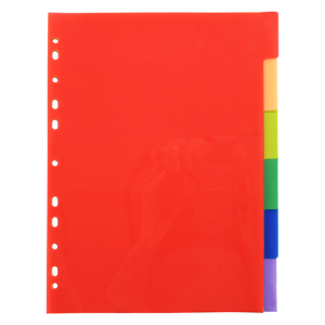 Worldwide Selling Glossy 130 Micron <b>A4</b> Polypropylene Dividers, 6 Plain Bright-Coloured Tabs with Index for Home and Office Use - Product Image 1