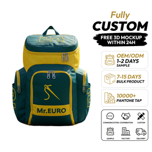 กระเป๋าเป้เบสบอลสีเขียวและสีเหลืองยี่ห้อ Mr. Euro พร้อมหมายเลข 24 ดีไซน์โลโก้ปรับแต่งได้สำหรับใช้ในการแข่งขัน ผลิตจากโพลีเอสเตอร์ผสม - Product Image 1