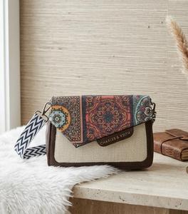 Sac à bandoulière pour femme en velours côtelé à motifs géométriques tendance et luxueux, avec rabat, sangle réglable et fermeture éclair, idéal pour les trajets quotidiens - Product Image 2