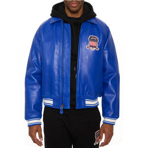 Fabricante de Chaquetas Varsity de Invierno Personalizadas OEM, Chaqueta de Béisbol Universitaria Premium con Mangas de Cuero y Lana, Cierre de Cremallera y Bordado - Product Image 3