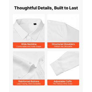Camicia da Uomo Slim Fit a Maniche Lunghe, Senza Pieghe, in Tessuto Morbido Elasticizzato, Stile Business Casual - Taglie XL e 4XL - Product Image 5