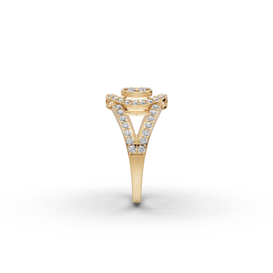Bague en diamant rond cultivé en laboratoire avec grappe de 77 pierres et sertissage pavé pour fiançailles - Product Image 3