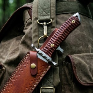 Couteau de camping Bowie artisanal sur mesure en acier inoxydable avec manche en Micarta et étui en cuir, 15 pouces, pointe clip, OEM disponible - Product Image 6