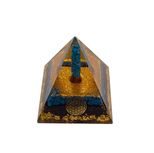 Pirámide de Orgón Hecha a Mano con Turmalina Negra, Turquesa y Cobre, con Lápiz de Orgón de Turquesa, Compra en Amayra Crystals - Product Image 3