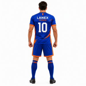 ชุดยูนิฟอร์มฟุตบอลทีมมืออาชีพสีดำ เสื้อและกางเกงขาสั้น น้ำหนักเบา ระบายอากาศได้ดี แห้งเร็ว พิมพ์ลายแบบซับลิเมชั่น - Product Image 4