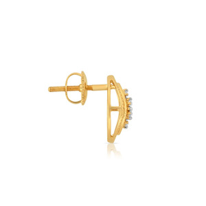 Boucles d'oreilles à clous en diamant avec cadre en feuille d'or - Product Image 2