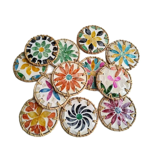 Natural Rattan Inlay <b>Coaster</b> Set Handmade <b>Woven</b> Drink Cup Mat Made in Vietnam - Product Image 5