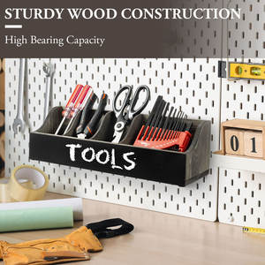 MyGift Bestselling Set 2 Wall-Mountable Wooden Tool Organizer Bins Vintage Gray Chalkboard <b>Caddies</b> for Crafts Workshop <b>Storage</b> - Product Image 6