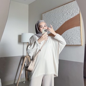 Women's Minimalist Solid Cotton Drop Shoulder Breathable Batwing <b>Top</b> Comfortable Blouses & Shirts - Product Image 1