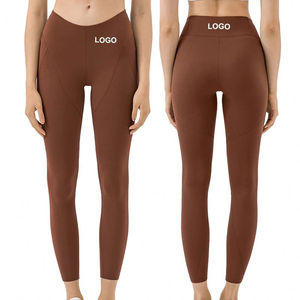 Leggings tricotés mi-taille pour femmes, personnalisables avec logo, sans couture, respirants, pour le fitness, la gym et le yoga, collection été – Qualité supérieure, prix de gros - Product Image 4