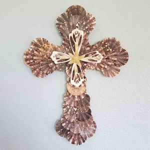 Cruces cristianas de concha marina hechas a mano de primera calidad, precio económico, para decoración de pared. - Product Image 6