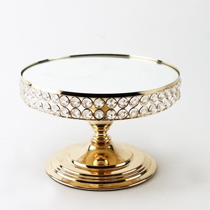 Elegant Silver Cake Stand Featuring Sparkling Crystal <b>Bead</b> Rim And Mirrored <b>Top</b> Surface For Gorgeous Dessert For Home Decoration - Product Image 2