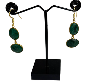 Boucles d'oreilles en pierres précieuses vertes émeraude naturelles, plaquées or, avec serti clos, élégantes, bijoux de mode indiens pour femmes, mariage nuptial - Product Image 6
