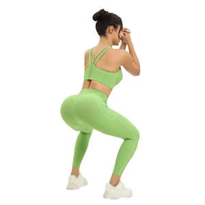 Customized Yoga Gym Wears Athletic Ribbed leggings and Sports Bra <b>Set</b> Light Color Yoga <b>Sets</b> Women Fitness <b>sets</b> OEM Service - Product Image 4