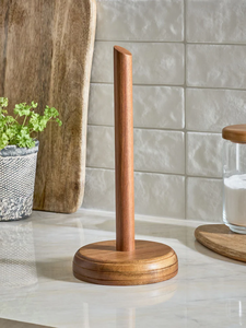 Support de papier essuie-tout en bois sur pied, rangement moderne pour rouleaux de papier toilette en bois - Product Image 1