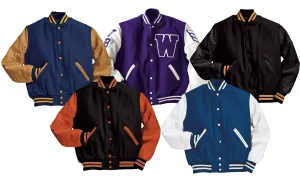 Canvas Patches Front Embroidered Custom Letterman Baseball Streetwear <b>Coat</b> Varsity Bomber Unisex Breathable V-neck Zipper - Product Image 6
