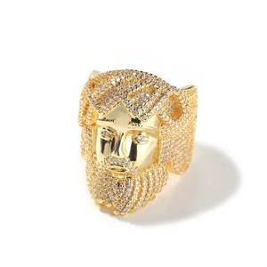 Hip Hop Jesus Face <b>Ring</b> 925 Silver Micro Insert Unisex <b>Dome</b> <b>Ring</b> for Daily Party Gift - Product Image 3
