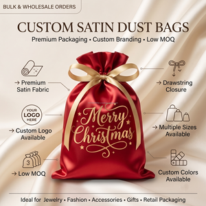 Custom <b>Christmas</b> Satin Drawstring <b>Bag</b> <b>Gift</b> Dust <b>Bag</b> With Personalized Names Holiday Present Packaging Xmas Reusable <b>Gift</b> Storage - Product Image 1
