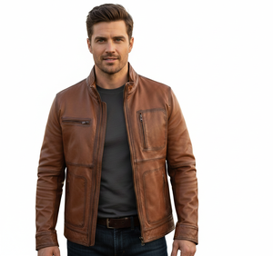 Veste en cuir pour homme, douce, de qualité supérieure, élégante, pour l'hiver, style professionnel, classique, moderne, de luxe, coupe ajustée, nouvelle taille personnalisée - Product Image 1