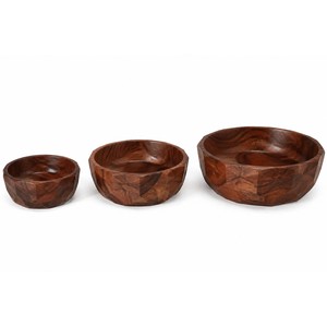 Juego de 3 Tazones Rectangulares Facetados de Madera de Sheesham Hechos a Mano, Diseño Abstracto, para Servir, para Bodas y Diwali |   Aqudus - Product Image 5