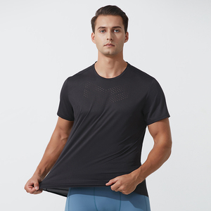 T-shirt décontracté en coton tissé à col rond et manches courtes pour homme, avec logo frontal, qualité supérieure, OEM/ODM, vente en gros - Product Image 3