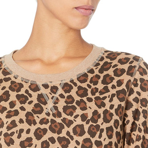 Women's <b>Leopard</b> <b>Print</b> Crew Neck Sweatshirt Regular Fit Knitted Cotton Casual Autumn Wear - Product Image 5