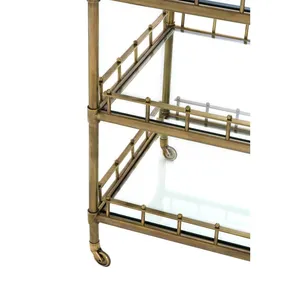 Carrito de Servicio Decorativo de Metal Hecho a Mano de Lujo con Apariencia Elegante de Diseñador, Estantes Utilitarios Espaciosos y Ruedas Resistentes - Product Image 2