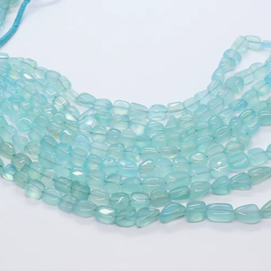 Perles de calcédoine bleue aqua naturelle, forme de pépite lisse, 6-7 mm, perles de pierres précieuses de calcédoine polies naturelles, calcédoine aqua naturelle - Product Image 1