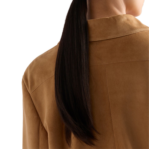 Women's Honey <b>Suede</b> Blouson <b>Jacket</b> Luxury Vintage Lambskin Outerwear OEM Private Label Custom leather top Manufacturer - Product Image 4