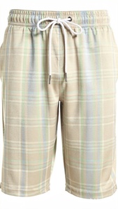 Shorts de sport pour hommes taille haute écologiques respirants coupe Bermuda d'été vente en gros motif à carreaux logo frontal Birlag - Product Image 2