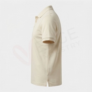 Chemise décontractée pour homme en piqué 100 % polyester bleu marine à manches courtes, respirante, infroissable, coupe classique, design tricoté uni - Product Image 3