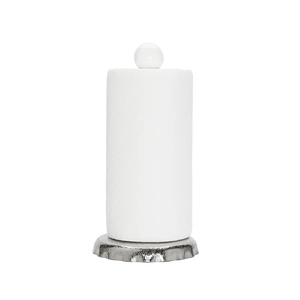Modern Brushed Nickel Paper Towel Holder Elegant Vertical Kitchen <b>Roll</b> Stand with Ribbed Sphere Finial Metal countertop <b>Rack</b> - Product Image 4