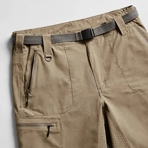 Shorts cargo bleus pour hommes, taille mi-haute, fermeture boutonnée, séchage rapide, tissu Oxford, couleur unie, décontractés, avec poches - Product Image 5