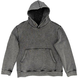 Sweat-shirt à capuche décontracté pour l'extérieur, en coton épais, délavé à l'acide, personnalisable, pour impression - Product Image 1