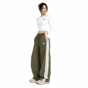 Premium Custom Nylon men's pants Side Stripe <b>Elastic</b> <b>Waist</b> Adjustable Drawstring Wide Leg Casual Fashion Bottoms USA Supplier - Product Image 1
