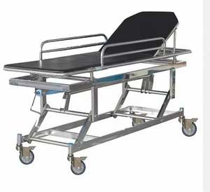 Chariot de transport de matelas en acier inoxydable pour hôpital, civière d'urgence pour transfert de patients, classe II, garantie 3 ans, Hitech Metal - Product Image 2