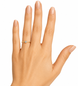 Bague de fiançailles minimaliste solitaire en or massif 9K 10K 14K 18K avec diamant de laboratoire rond certifié IGI, clarté DEF VS VVS - Product Image 4