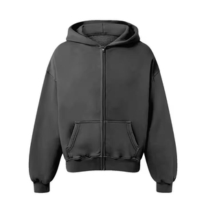 Sweat à capuche zippé intégral en molleton épais pour homme, personnalisé, coupe oversize, style streetwear décontracté, pour l'automne, vente en gros - Product Image 1