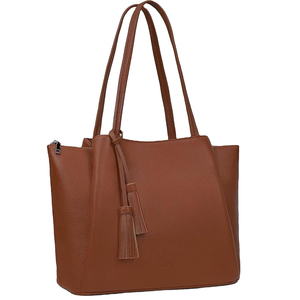 Bolso Tote de Trabajo de Cuero Genuino Marrón, Color Sólido, Parte Superior Abierta, Estilo Minimalista para Uso Diario - Product Image 6